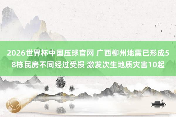 2026世界杯中国压球官网 广西柳州地震已形成58栋民房不同经过受损 激发次生地质灾害10起