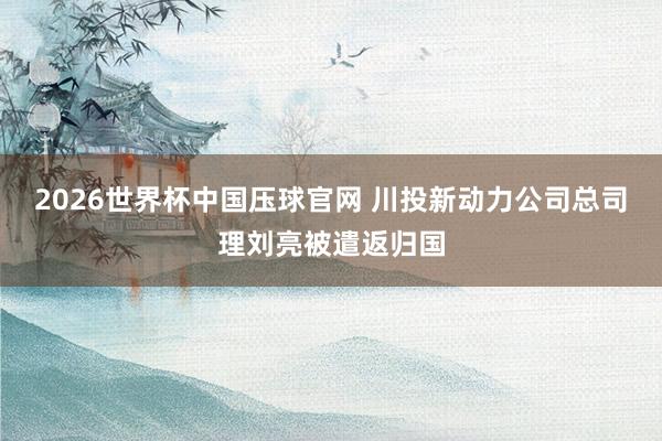 2026世界杯中国压球官网 川投新动力公司总司理刘亮被遣返归国