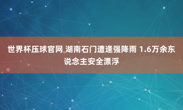 世界杯压球官网 湖南石门遭逢强降雨 1.6万余东说念主安全漂浮