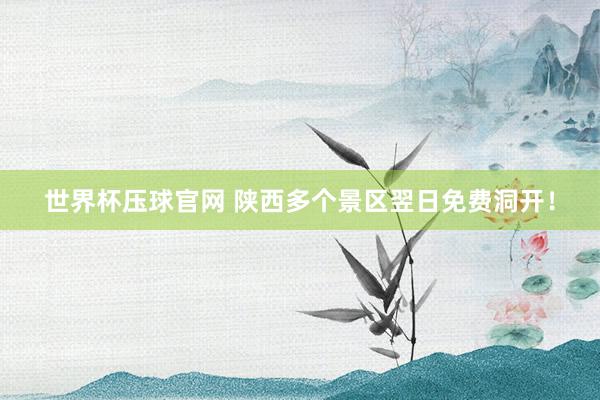 世界杯压球官网 陕西多个景区翌日免费洞开！