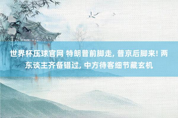 世界杯压球官网 特朗普前脚走， 普京后脚来! 两东谈主齐备错过， 中方待客细节藏玄机