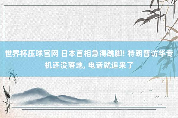 世界杯压球官网 日本首相急得跳脚! 特朗普访华专机还没落地， 电话就追来了