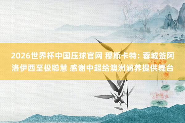 2026世界杯中国压球官网 穆斯卡特: 蓉城签阿洛伊西至极聪慧 感谢中超给澳洲涵养提供舞台