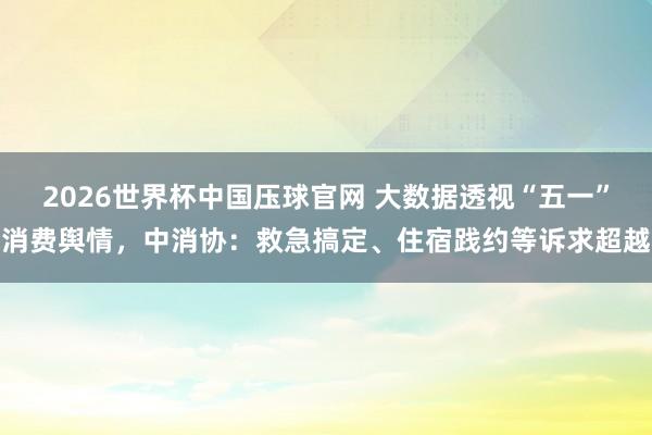 2026世界杯中国压球官网 大数据透视“五一”消费舆情，中消协：救急搞定、住宿践约等诉求超越