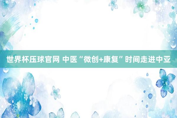 世界杯压球官网 中医“微创+康复”时间走进中亚