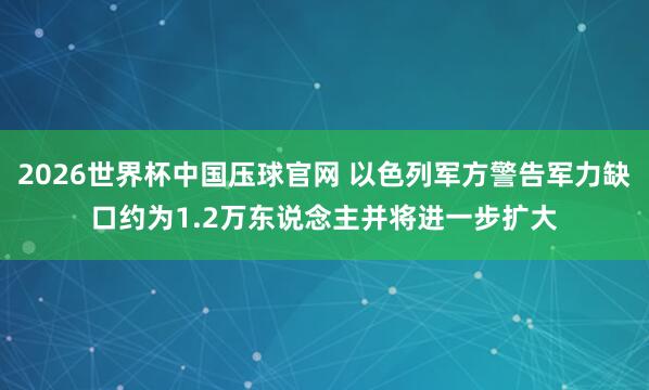 2026世界杯中国压球官网 以色列军方警告军力缺口约为1.2万东说念主并将进一步扩大