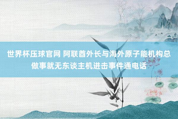 世界杯压球官网 阿联酋外长与海外原子能机构总做事就无东谈主机进击事件通电话