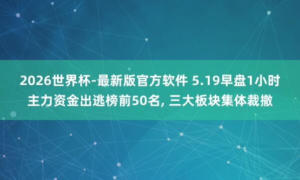 2026世界杯-最新版官方软件 5.19早盘1小时主力资金出逃榜前50名， 三大板块集体裁撤