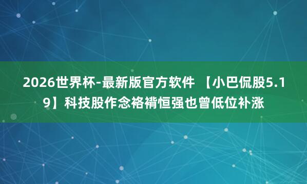 2026世界杯-最新版官方软件 【小巴侃股5.19】科技股作念袼褙恒强也曾低位补涨