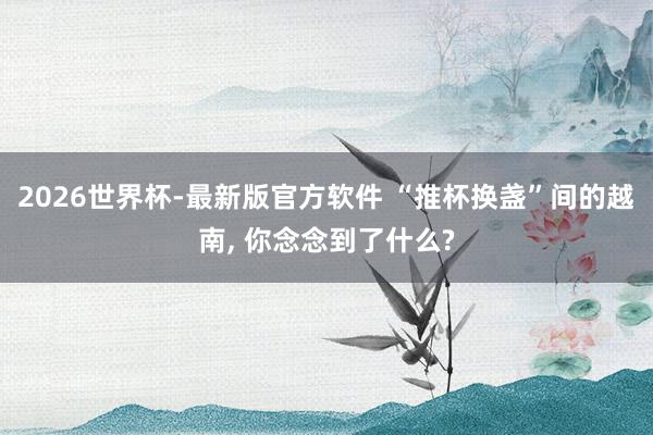2026世界杯-最新版官方软件 “推杯换盏”间的越南， 你念念到了什么?