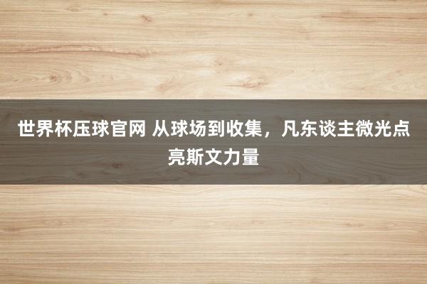 世界杯压球官网 从球场到收集，凡东谈主微光点亮斯文力量