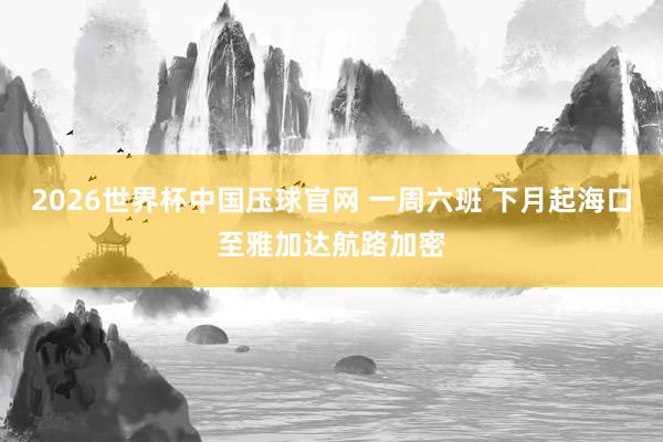 2026世界杯中国压球官网 一周六班 下月起海口至雅加达航路加密