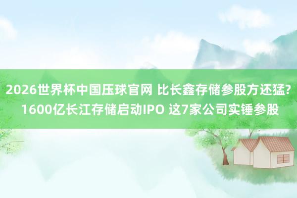 2026世界杯中国压球官网 比长鑫存储参股方还猛? 1600亿长江存储启动IPO 这7家公司实锤参股