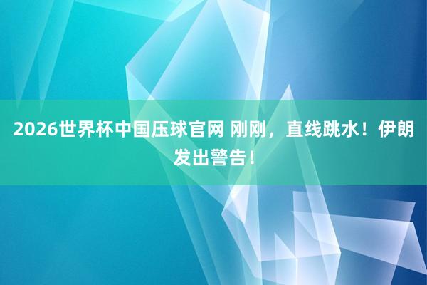 2026世界杯中国压球官网 刚刚，直线跳水！伊朗发出警告！