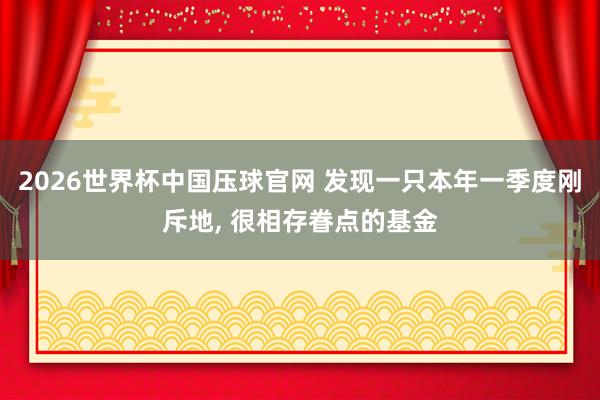 2026世界杯中国压球官网 发现一只本年一季度刚斥地， 很相存眷点的基金