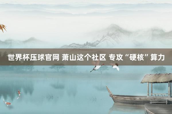 世界杯压球官网 萧山这个社区 专攻“硬核”算力