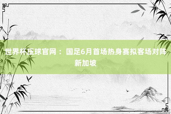 世界杯压球官网 ：国足6月首场热身赛拟客场对阵新加坡