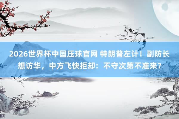 2026世界杯中国压球官网 特朗普左计！副防长想访华，中方飞快拒却：不守次第不准来？