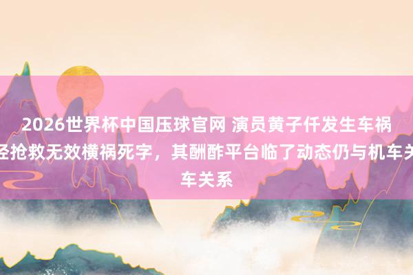 2026世界杯中国压球官网 演员黄子仟发生车祸！经抢救无效横祸死字，其酬酢平台临了动态仍与机车关系