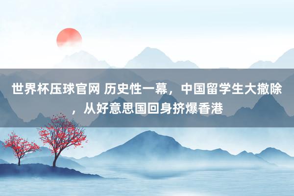 世界杯压球官网 历史性一幕，中国留学生大撤除，从好意思国回身挤爆香港