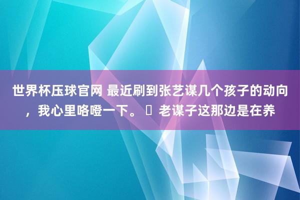 世界杯压球官网 最近刷到张艺谋几个孩子的动向，我心里咯噔一下。 ​老谋子这那边是在养