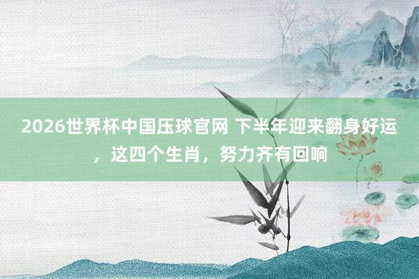 2026世界杯中国压球官网 下半年迎来翻身好运，这四个生肖，努力齐有回响
