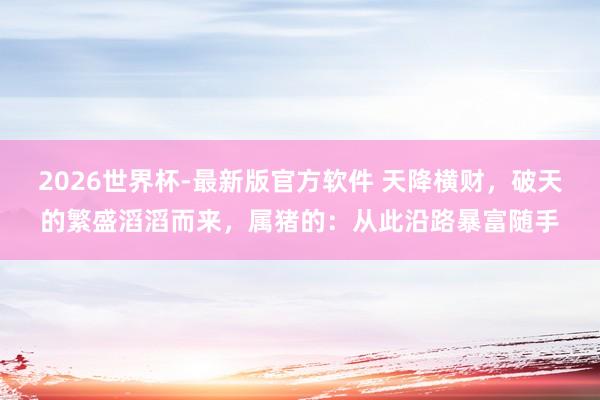 2026世界杯-最新版官方软件 天降横财，破天的繁盛滔滔而来，属猪的：从此沿路暴富随手