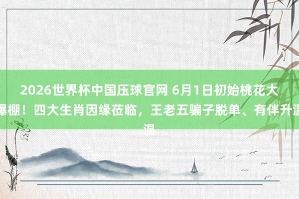 2026世界杯中国压球官网 6月1日初始桃花大爆棚！四大生肖因缘莅临，王老五骗子脱单、有伴升温
