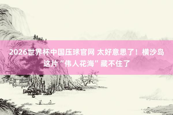 2026世界杯中国压球官网 太好意思了！横沙岛这片“伟人花海”藏不住了