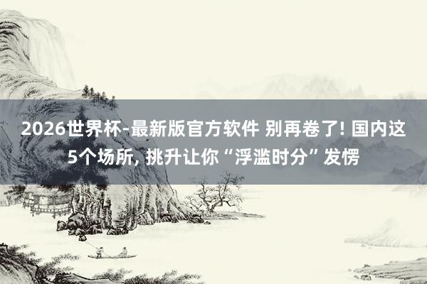 2026世界杯-最新版官方软件 别再卷了! 国内这5个场所， 挑升让你“浮滥时分”发愣