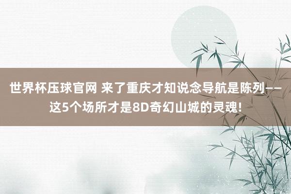 世界杯压球官网 来了重庆才知说念导航是陈列——这5个场所才是8D奇幻山城的灵魂!