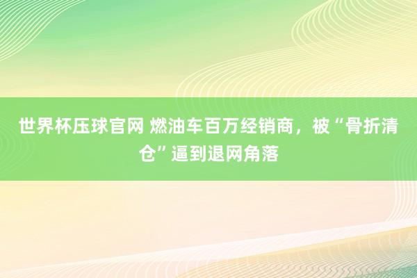世界杯压球官网 燃油车百万经销商，被“骨折清仓”逼到退网角落