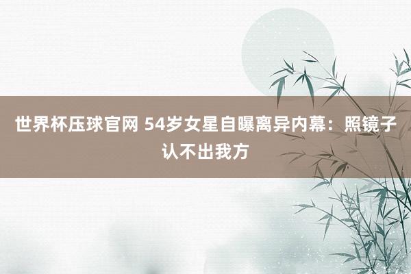 世界杯压球官网 54岁女星自曝离异内幕：照镜子认不出我方