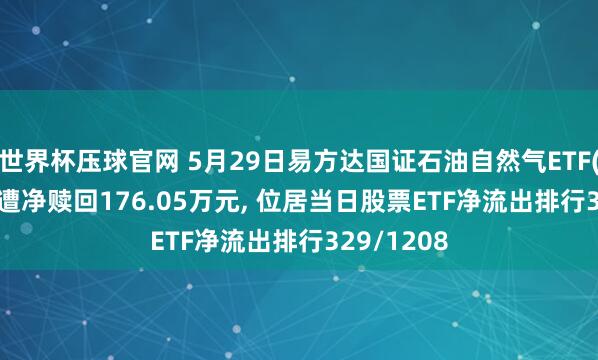 世界杯压球官网 5月29日易方达国证石油自然气ETF(159181)遭净赎回176.05万元， 位居当日股票ETF净流出排行329/1208