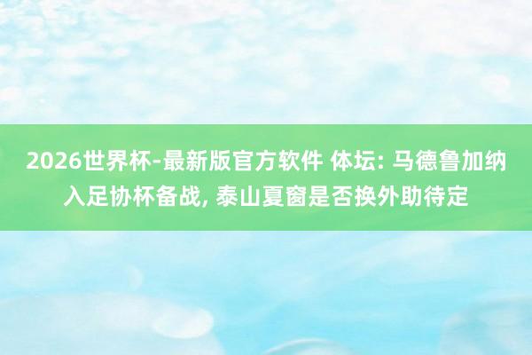 2026世界杯-最新版官方软件 体坛: 马德鲁加纳入足协杯备战， 泰山夏窗是否换外助待定