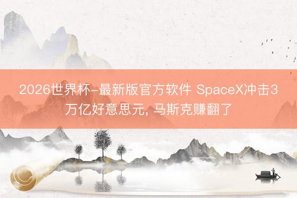 2026世界杯-最新版官方软件 SpaceX冲击3万亿好意思元， 马斯克赚翻了